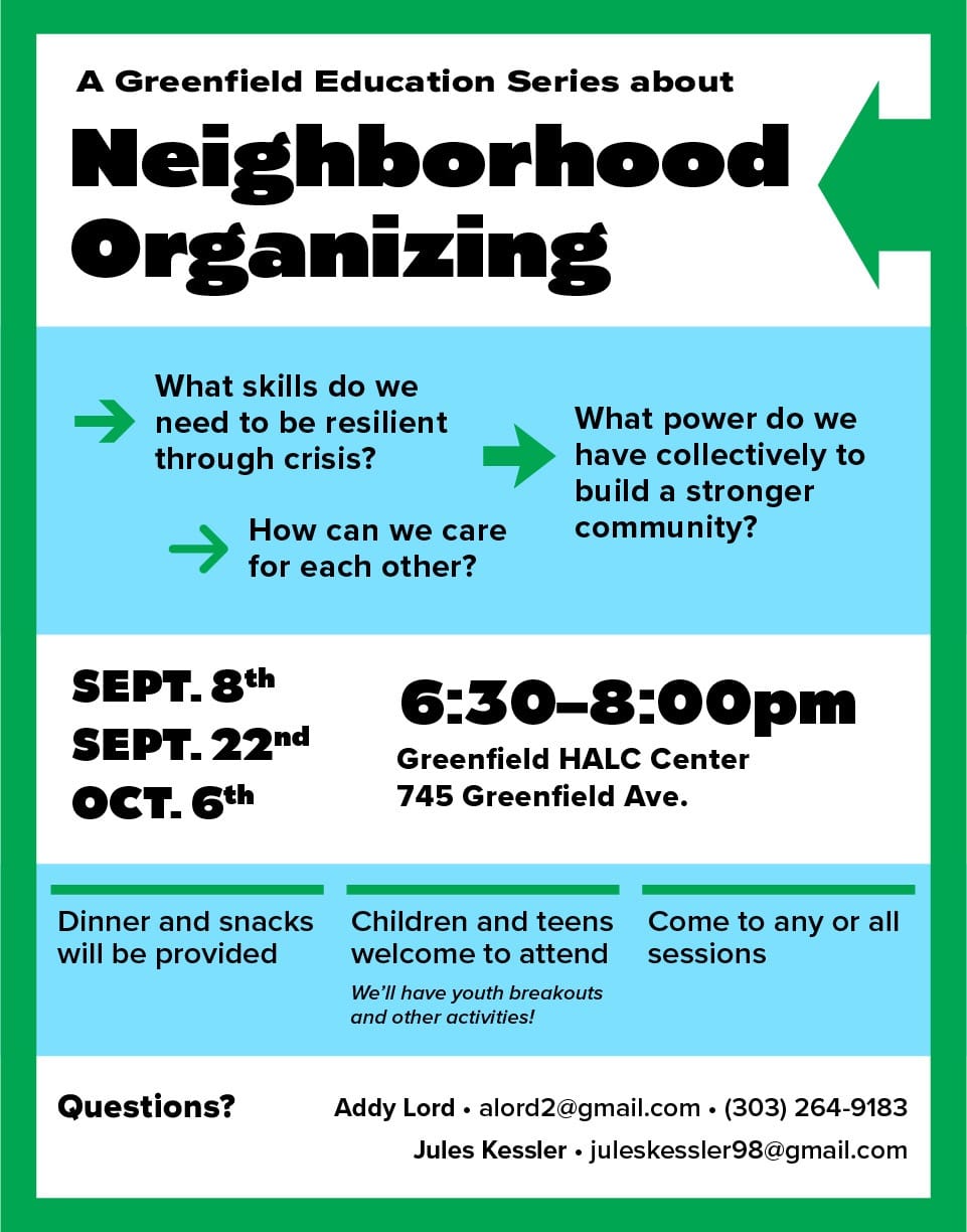 A Greenfield Education Series about Neighborhood Organizing